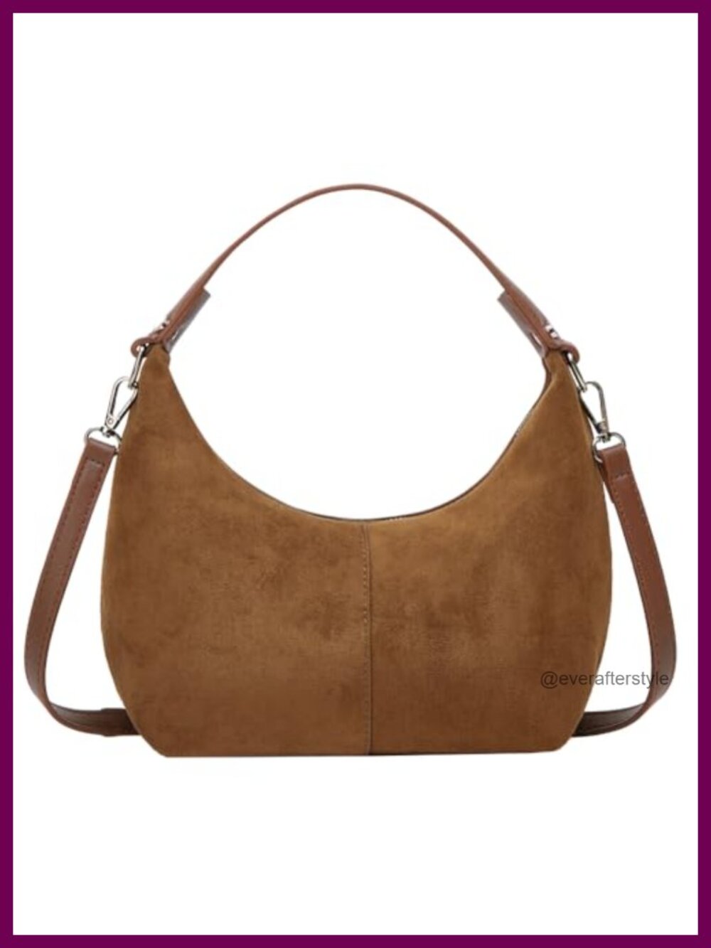 Faux Suede Hobo Shoulder Bag Crossbody Tote Women Adjustable Strap